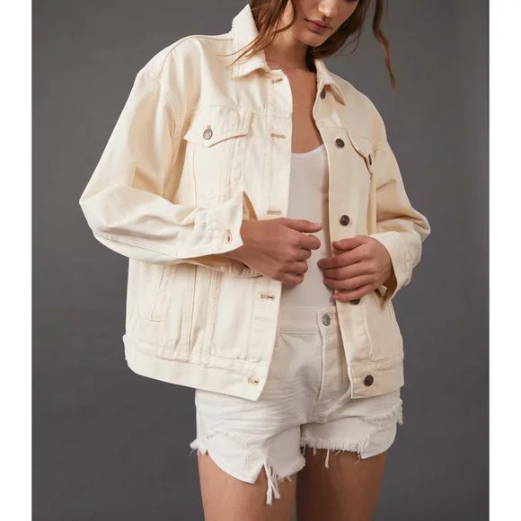 Free People Jolene Trucker Jacket / Ecru - Picture 2 of 14